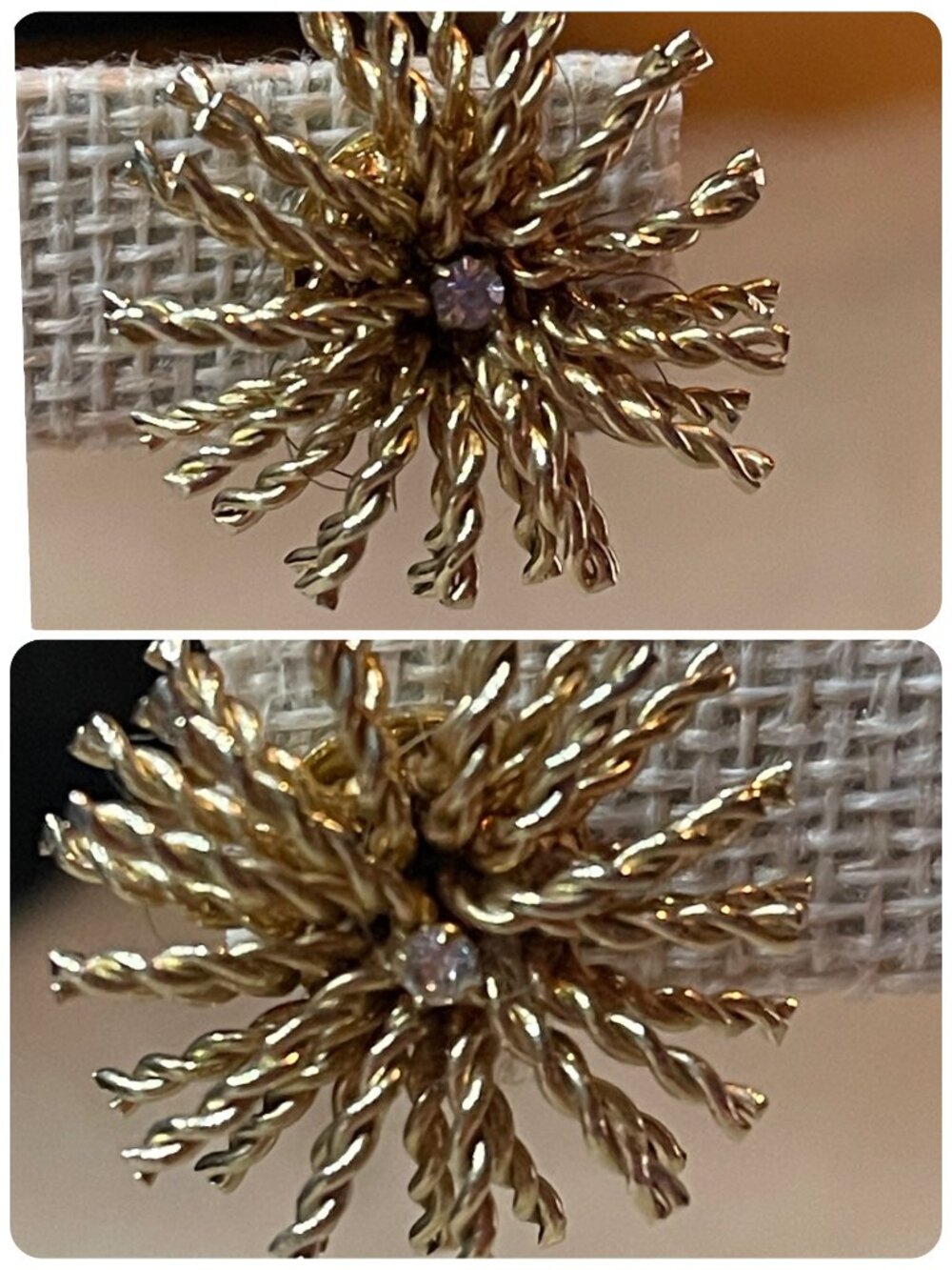 Vintage 50s Signed Bergere Atomic Fireworks Starburst Clip On Earrings